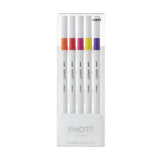 Emott ever fine Fineliner 5-set - No: 2 Passion color - Uni Mitsubishi Pencil - Tidformera