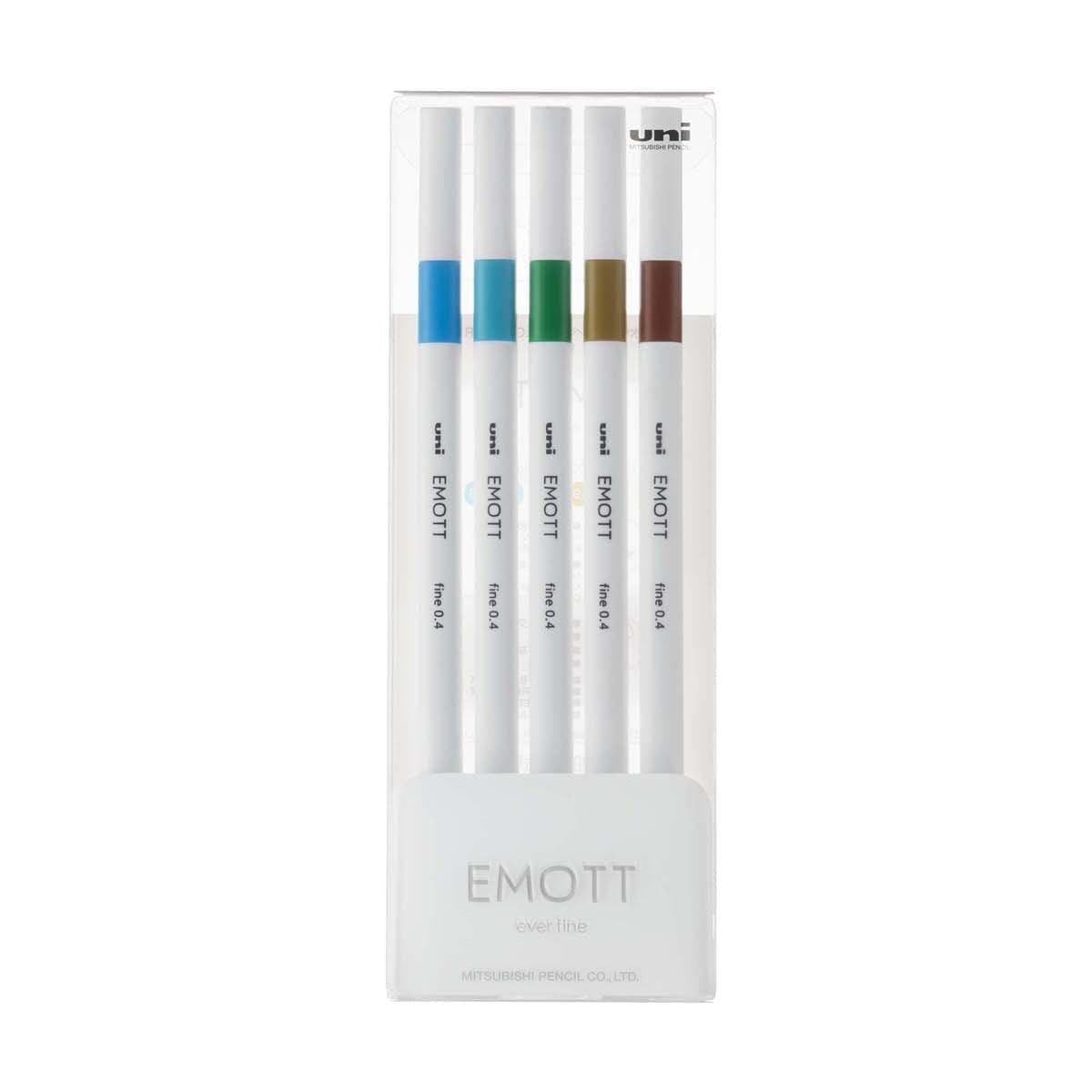 Emott ever fine Fineliner 5-set - No: 4 Island color - Uni Mitsubishi Pencil - Tidformera