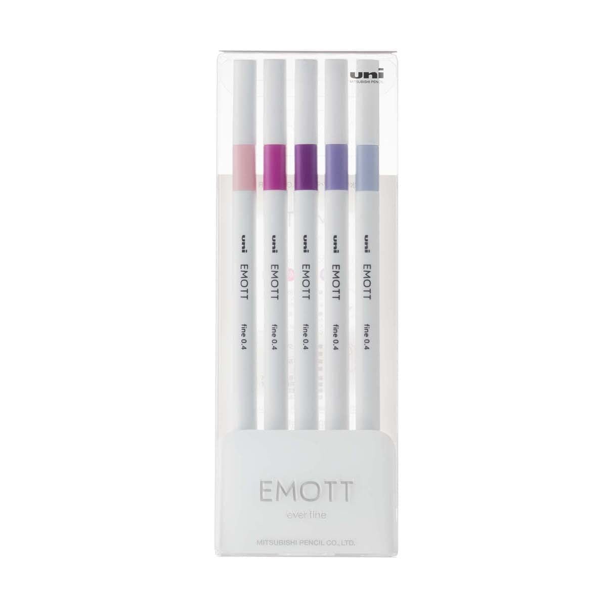 Emott ever fine Fineliner 5-set - No: 7 Floral color - Uni Mitsubishi Pencil - Tidformera