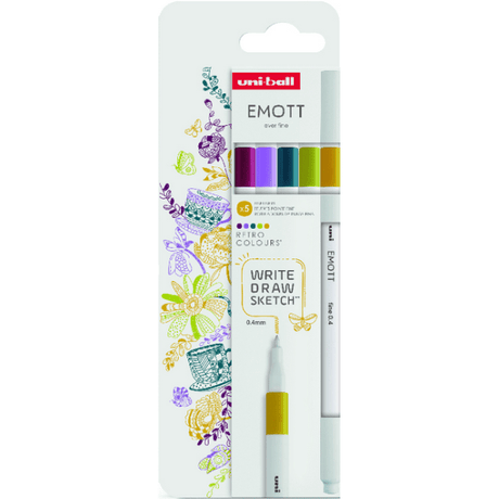 Emott ever fine Fineliner 5 - set - No: 8 Retro color - 1 - Uni Mitsubishi Pencil - Tidformera