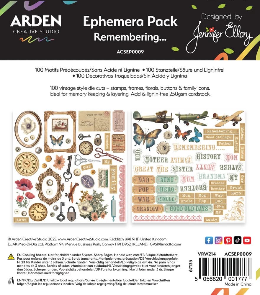 Ephemera Pack - Remembering - 1 - Arden Creative Studio - Tidformera
