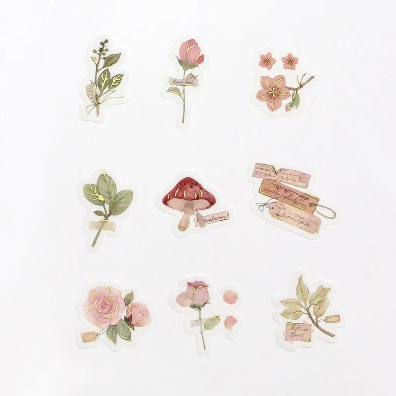 Flake stickers Botanical picture book - 3 - BGM - Tidformera