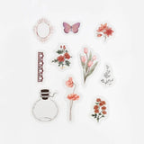 Flake stickers Clear Flower blooms in a bottle - Crimson - BGM - Tidformera