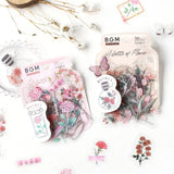 Flake stickers Clear Flower blooms in a bottle - Crimson - 6 - BGM - Tidformera