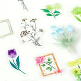 Flake stickers Clear Flower blooms in a bottle - Dark green - BGM - Tidformera