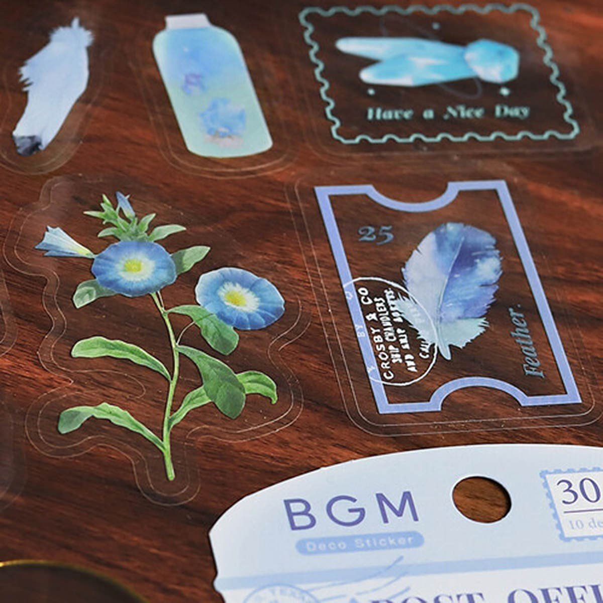 Flake stickers Clear Garden Post Office - Blue - BGM - Tidformera