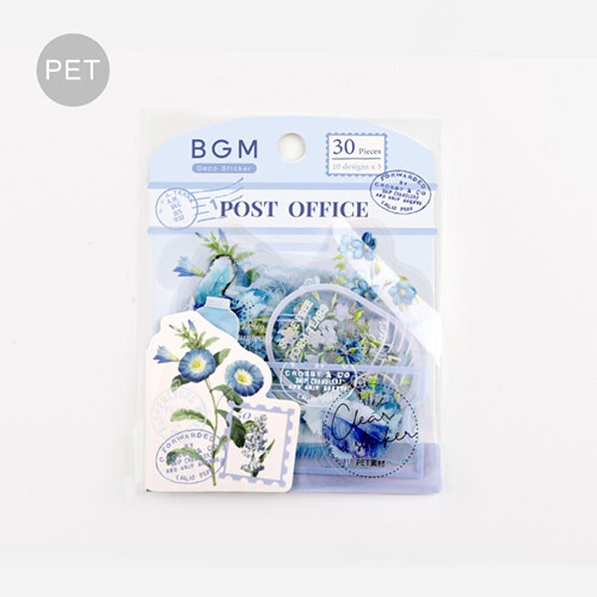 Flake stickers Clear Garden Post Office - Blue - BGM - Tidformera