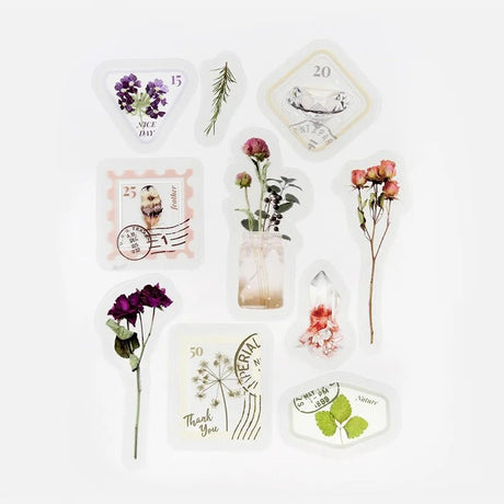 Flake stickers Clear Garden Post Office - Dried Flowers - 2 - BGM - Tidformera