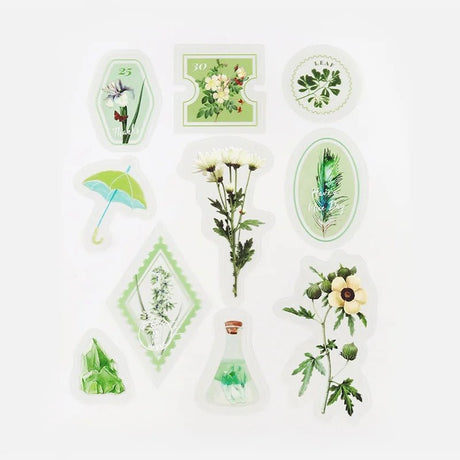 Flake stickers Clear Garden Post Office - Green - 2 - BGM - Tidformera