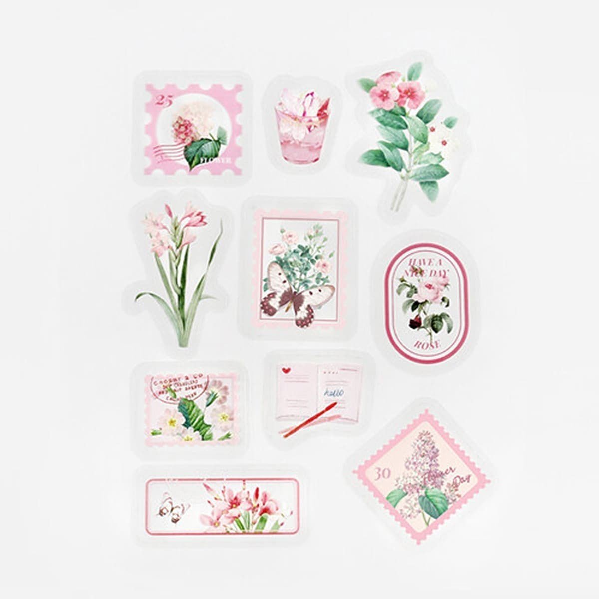 Flake stickers Clear Garden Post Office - Pink - BGM - Tidformera