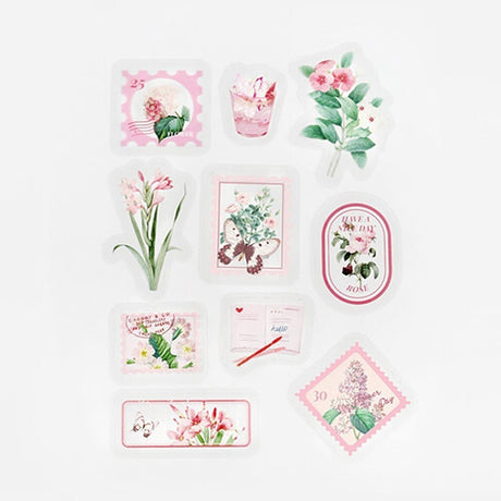 Flake stickers Clear Garden Post Office - Pink - 2 - BGM - Tidformera