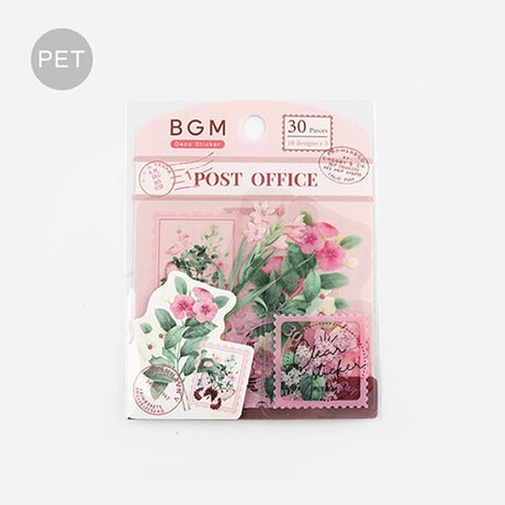 Förpackning med klistermärken. Rosa blommor. Flake stickers Clear Garden Post Office - Pink från BGM - Tidformera