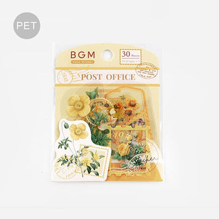 Förpackning med klistermärken. Gula blommor. Flake stickers Clear Garden Post Office - Yellow från BGM - Tidformera