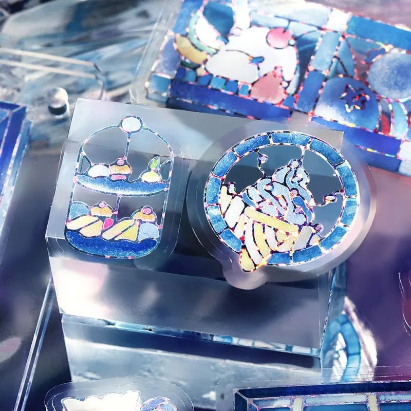 Flake stickers - Clear - Kissa a la Mode - Stained blue - 3 - BGM - Tidformera