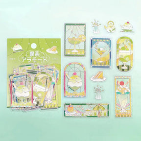 Flake stickers - Clear - Kissa a la Mode - Stained green - 2 - BGM - Tidformera