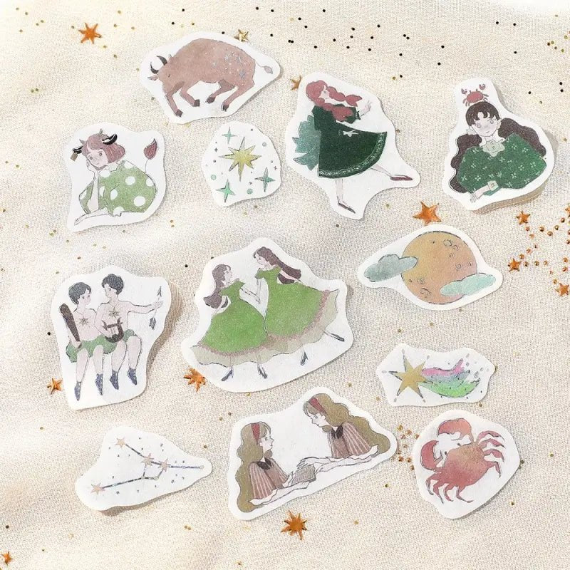 Flake stickers - Constellations - Taurus, Gemini & Cancer - 6 - BGM - Tidformera