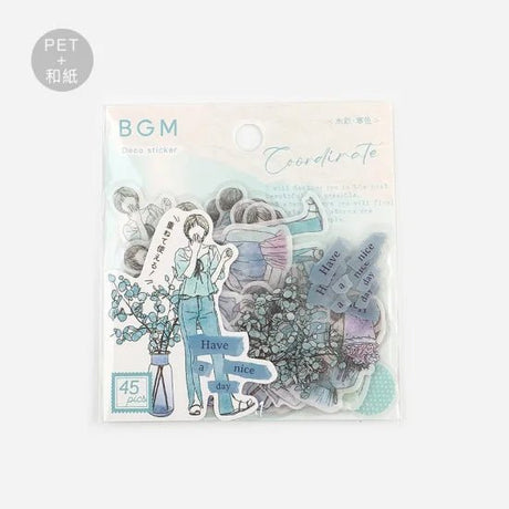 Flake stickers Coordinate - Watercolor - Cold color - 1 - BGM - Tidformera