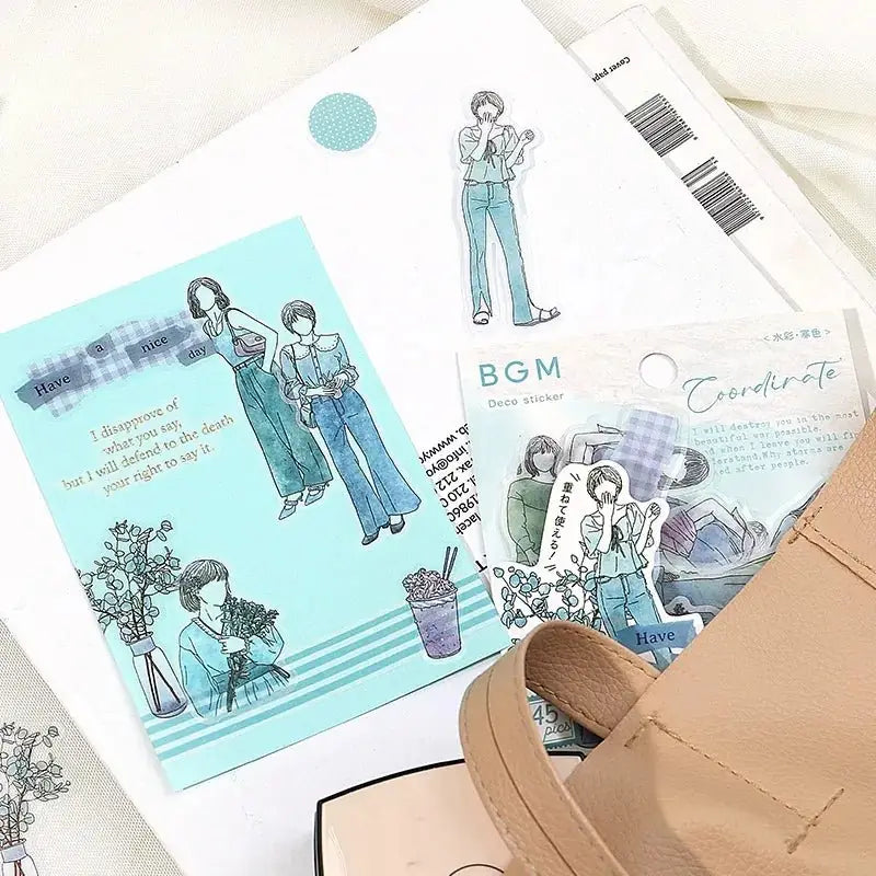 Flake stickers Coordinate - Watercolor - Cold color - 4 - BGM - Tidformera