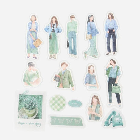 Flake stickers Coordinate - Watercolor - Green - BGM - Tidformera