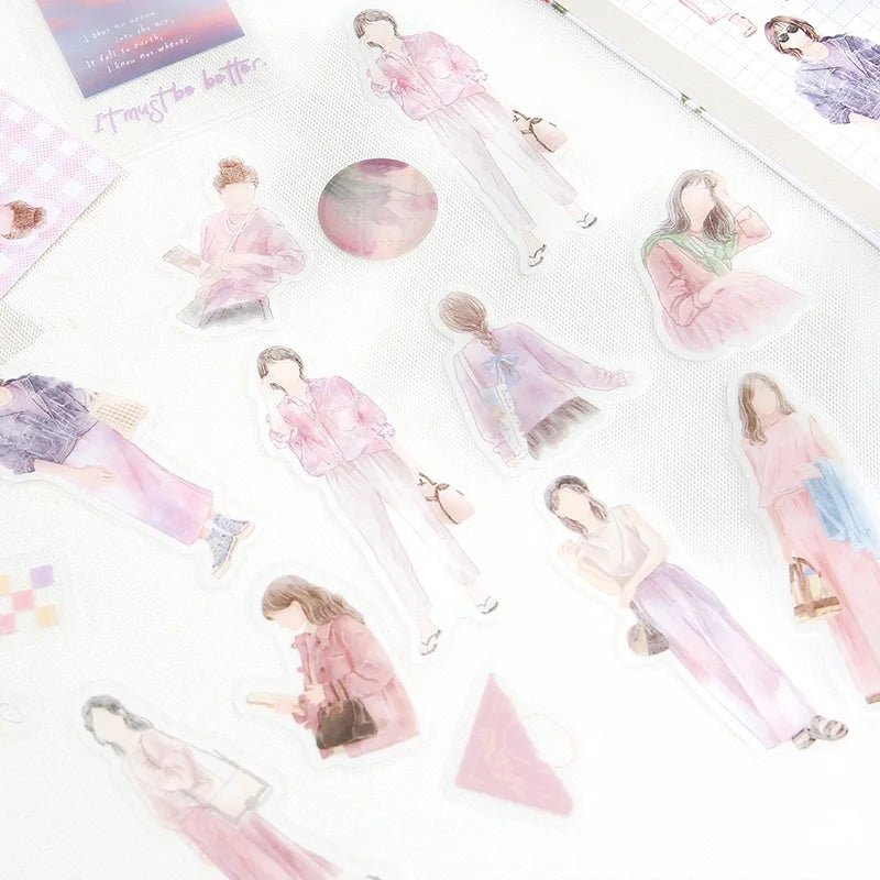 Flake stickers Coordinate - Watercolor - Pink - BGM - Tidformera