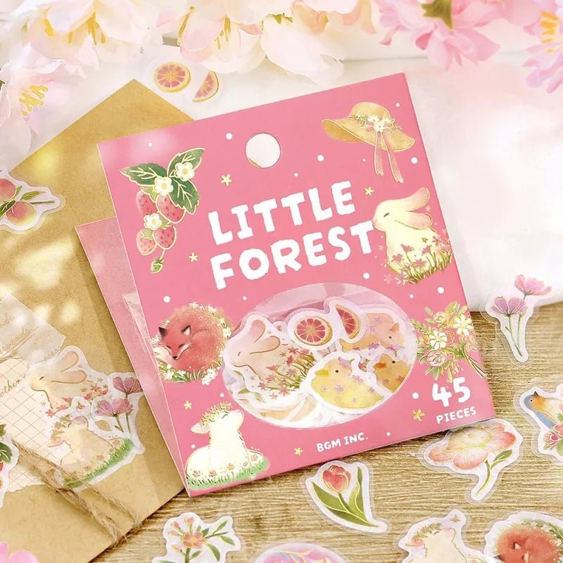 Flake stickers Little Forest - Pink - BGM - Tidformera