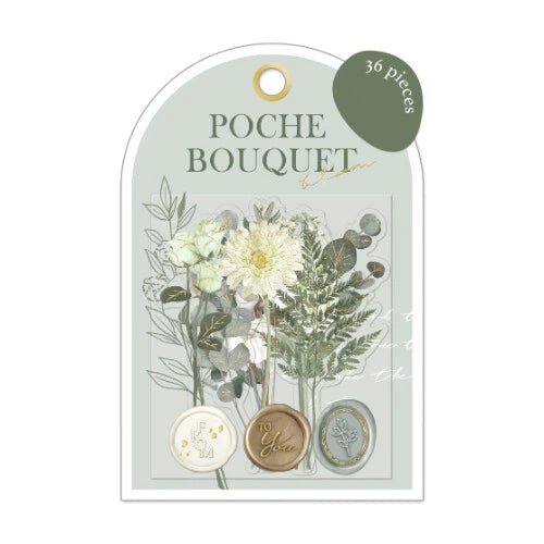 Flake stickers Poche Bouquet Bloom - Moss Green - Q-LiA - Tidformera