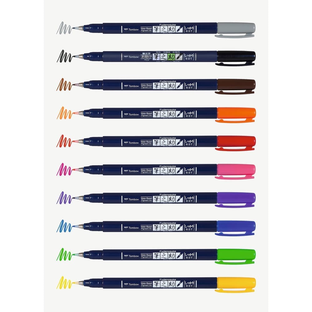 Fudenosuke Brush pen Förpackningar - Hard tip 10 - pack - 2 - Tombow - Tidformera