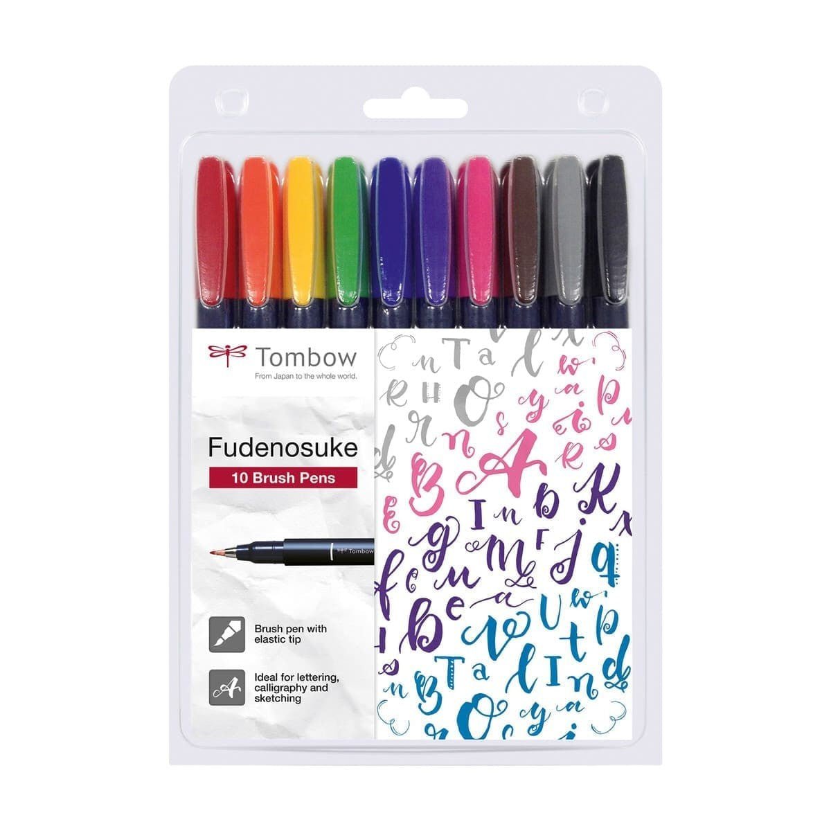 Fudenosuke Brush pen Förpackningar - Hard tip 10 - pack - 1 - Tombow - Tidformera