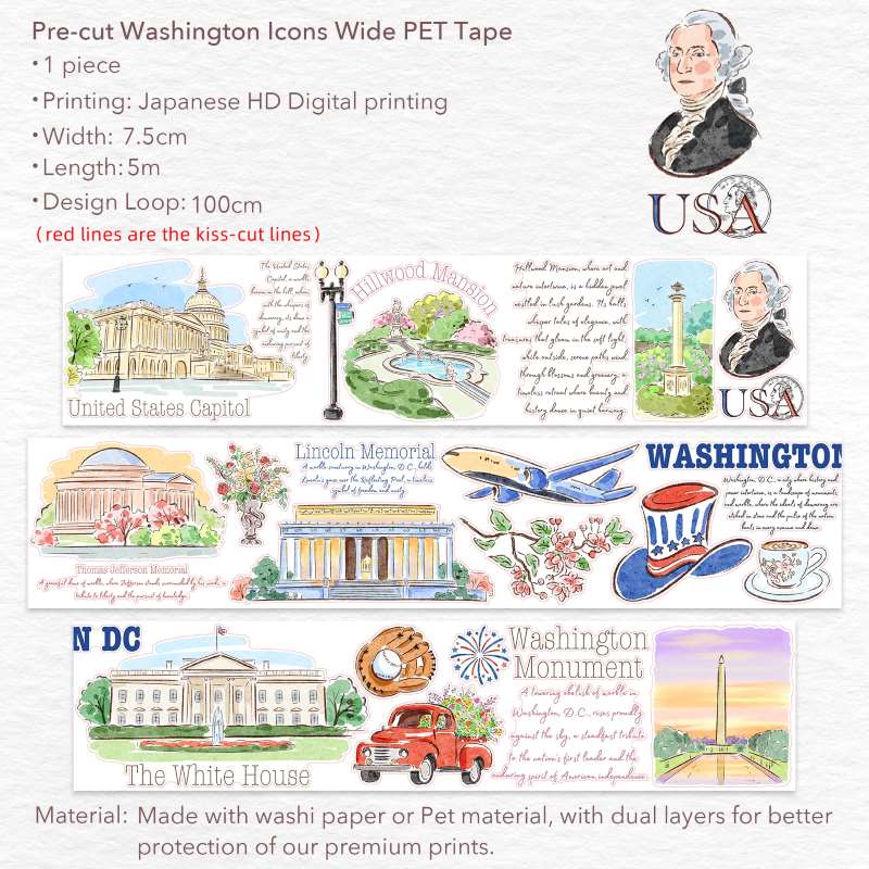 Fyndhörna - Pre - cut Washington Icons PET - 1 - Tidformera - Tidformera