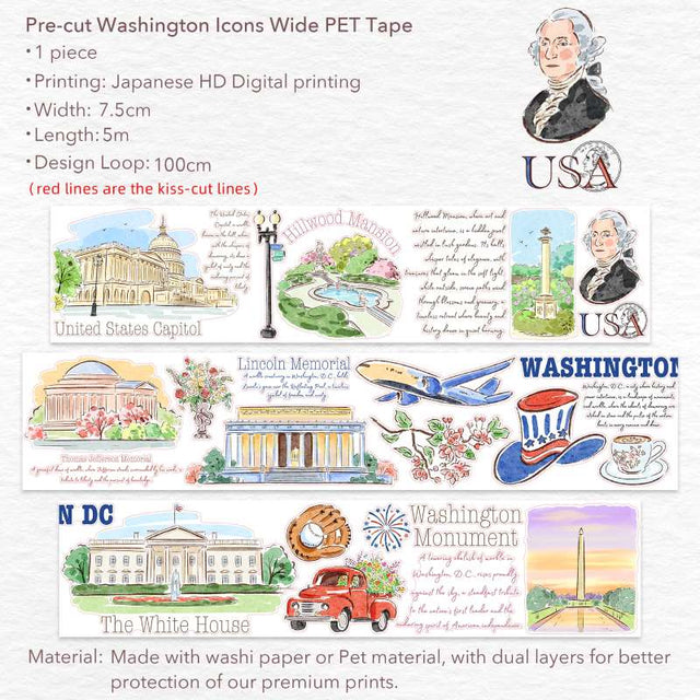Fyndhörna - Pre - cut Washington Icons PET - 1 - Tidformera - Tidformera