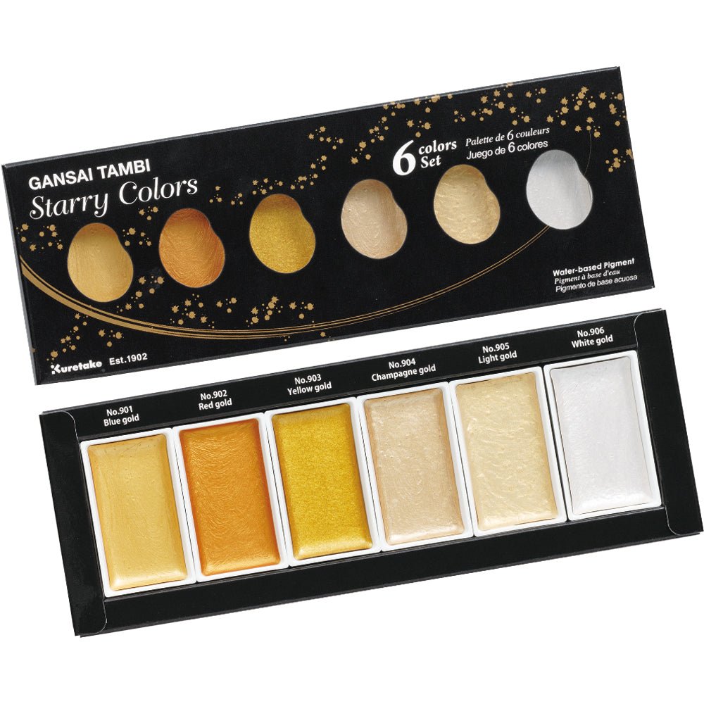 GANSAI TAMBI Akvarellfärg 6 - pack - Starry colors - 1 - ZIG Kuretake - Tidformera