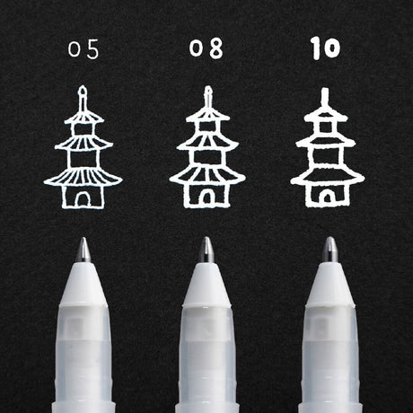 Gelly roll Gelpenna Vit i storlek 05, 08 och 10 från Sakura - Tidformera