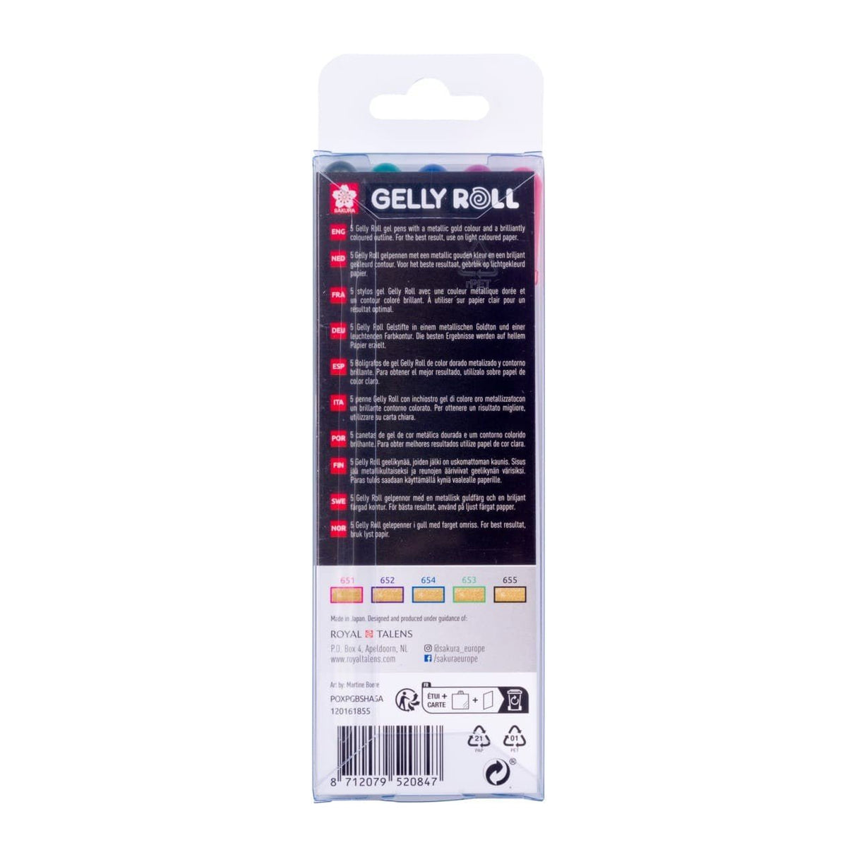 Gelly roll Gold shadow Outlines 5-pack - Sakura - Tidformera