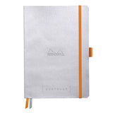 GoalBook Dotted notebook A5 - Silver från Rhodia - Silverfärgad anteckningsbok. Boken har 2 bokmärkesband samt en orange gummiband för stängning och pennhållare.
 - Tidformera