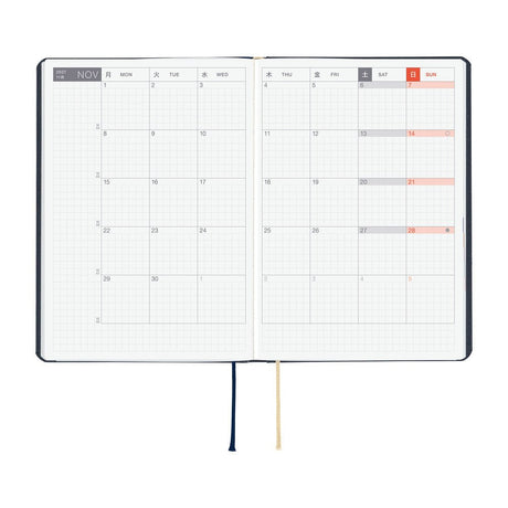 Hobonichi HON A6 Slash Navy - 2027 - 4 - Hobonichi Techo - Tidformera
