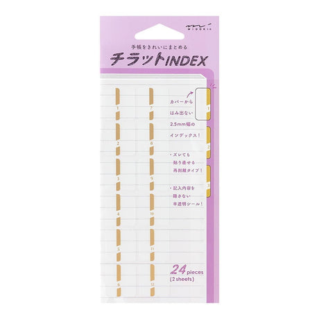 Index Chiratto Stickers - Chiratto Number Gold - Midori - Tidformera