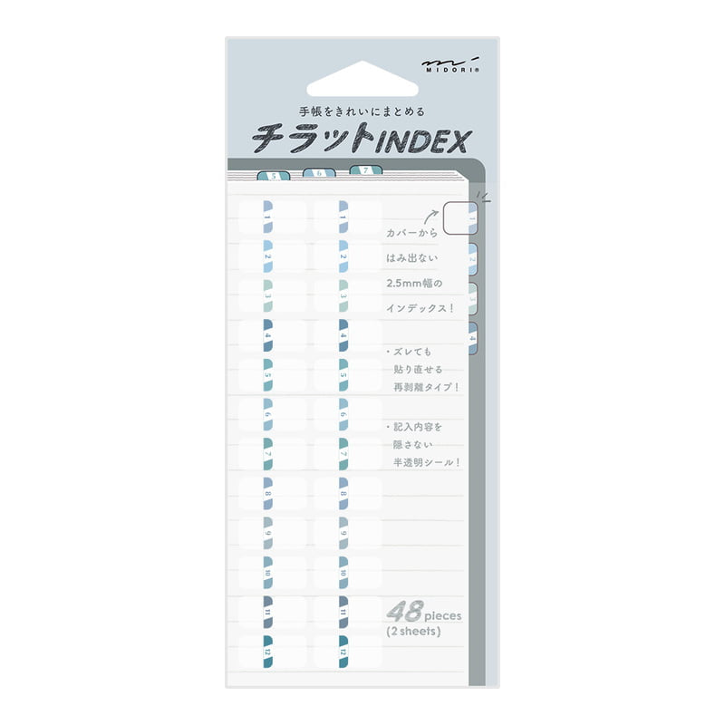 Index Chiratto Stickers - Number Blue - 1 - Midori - Tidformera
