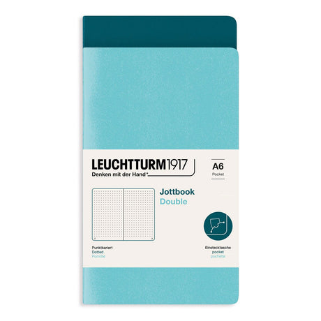 Jottbook Double Skrivhäften Dotted 2 - pack A6 Aquamarine/Pacific från Leuchtturm1917 - Två blå skrivhäften - Tidformera