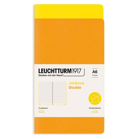 Jottbook Double Skrivhäften Dotted 2 - pack A6 Lemon/Rising Sun från Leuchtturm1917 - Två gula skrivhäften - Tidformera