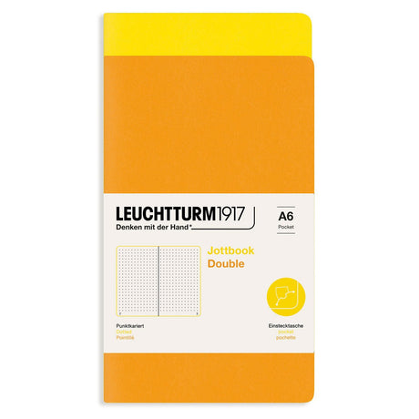 Jottbook Double Skrivhäften Dotted 2 - pack A6 Lemon/Rising Sun från Leuchtturm1917 - Två gula skrivhäften - Tidformera