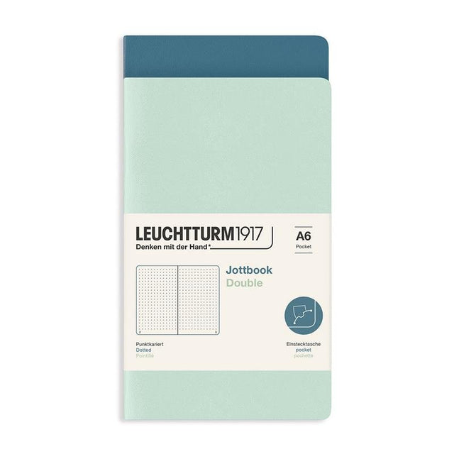Jottbook Double Skrivhäften Dotted 2 - pack A6 Mint Green/Stone Blue - 1 - Leuchtturm1917 - Tidformera