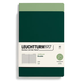 Jottbook Double Skrivhäften Linjerad 2 - pack A5 Sage/Forest green från Leuchtturm1917 - Två gröna skrivhäften - Tidformera