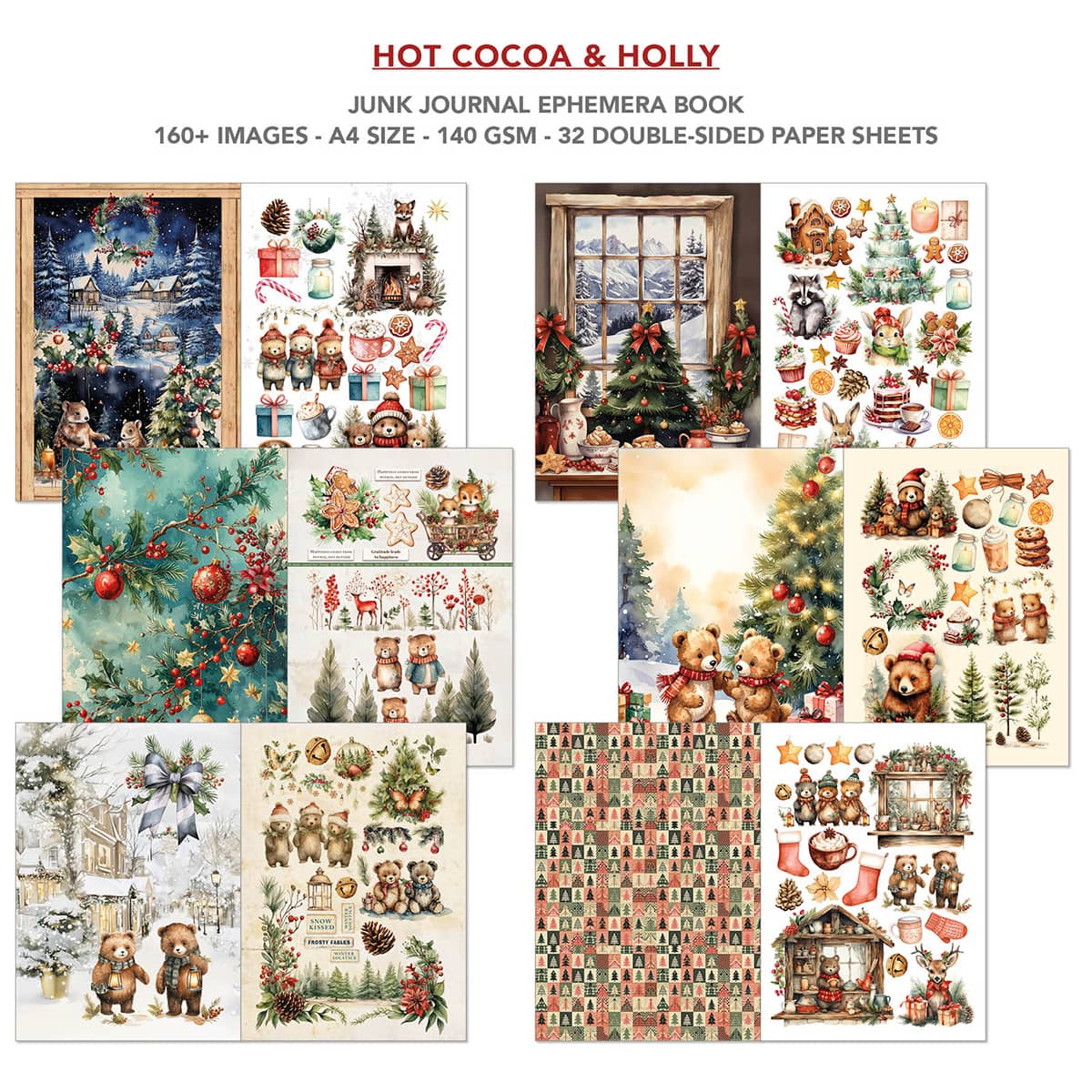 Junk Journal & Ephemera book - Hot Cocoa & Holly - 3 - Ciao Bella - Tidformera