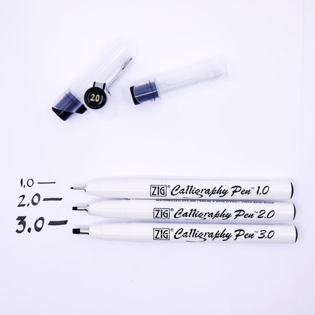 Kalligrafipennor 3-pack Svart - ZIG Kuretake - Tidformera