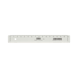 Linjal Plast 16 cm från M+R. Liten plastlinjal med gradering från 1 cm till 16 cm.  - Tidformera
