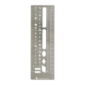 Tunn metallstencil med Linjal stencil bokmärke i ett, från Peter Pauper Press - Tidformera