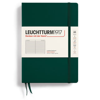 Linjerad skrivbok Lt A5 Hård pärm Forest Green från Leuchtturm1917 - Mörkgrön anteckningsbok - Tidformera