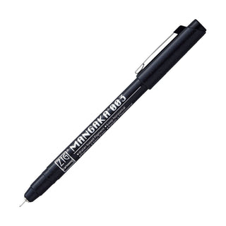 Mangaka Fineliner Svart - 003 från ZIG Kuretake. Svart penna med en väldigt liten spets - Tidformera