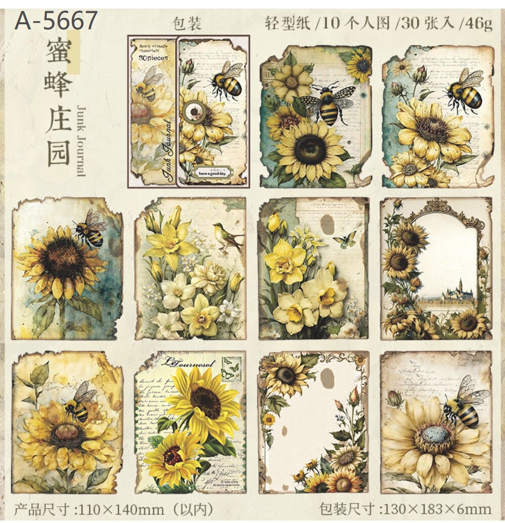 Memo Pad - Dekorpapper - Bee and sunflower - Other - Tidformera