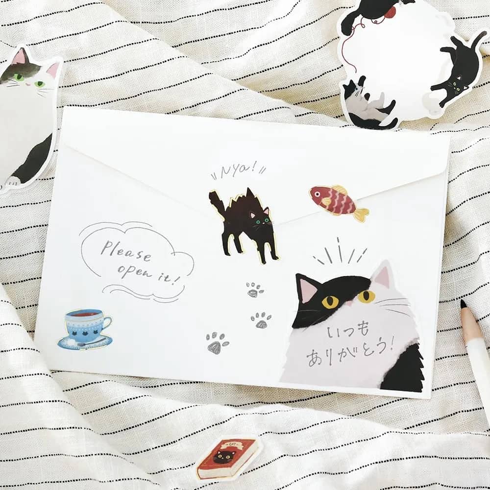Memo stickers Cat Diary - Kuro - 5 - BGM - Tidformera